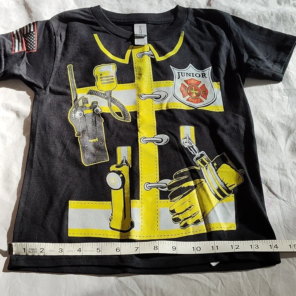 Toddler Fireman Costume Printed T Shirt Short Sleeved Size XS Halloween 4T